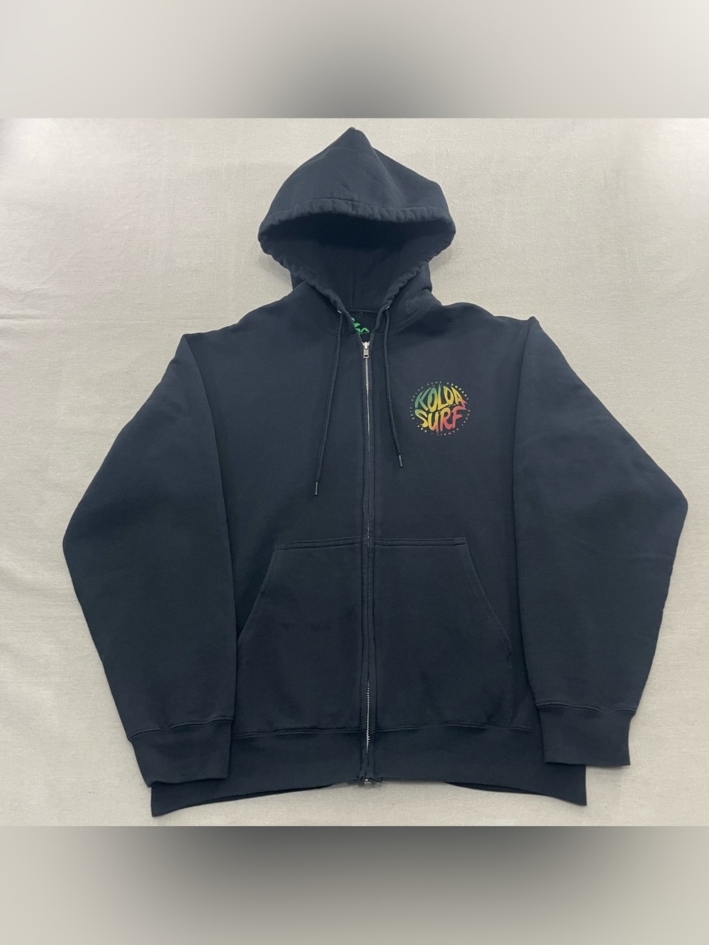 Koloa Surf Company Black Hoodie Mens M~ Full Zip Long Sleeve Kauai Hawaii Y2K
